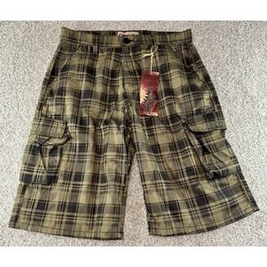 Vintage Chams Cargo Shorts Men's Size 36 Plaid Green NWT Y2K 2000s